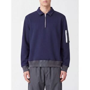 Sacai Men Sacai Long-Sleeved Zip-Up Cotton-Blend Polo Shirt